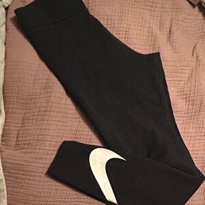 Black Nike Leggings with White Logo